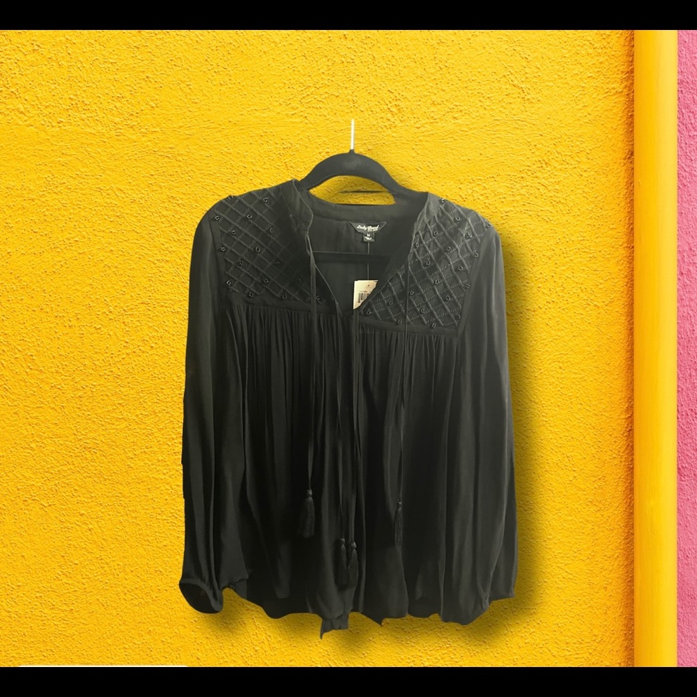 Lucky brand NWT szM black sheer top